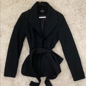 Bebe black peplum coat